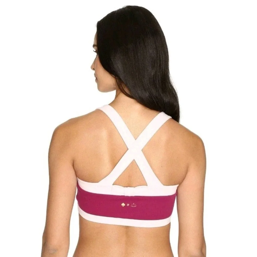 Kate Spade x Beyond Yoga Blocked Frame Sports Bra S Plum White‎ Gym Workout Top